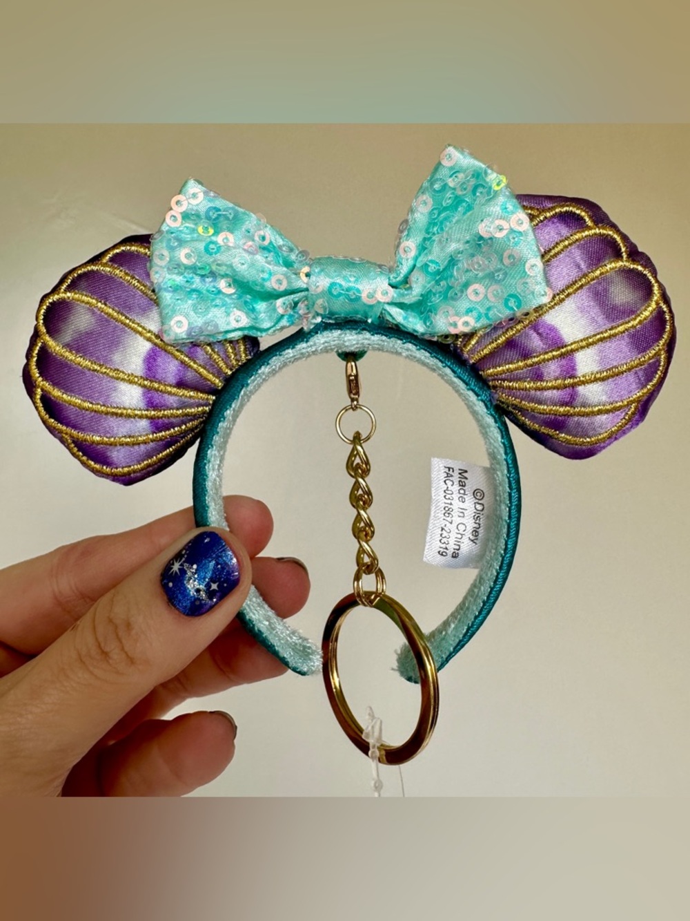 Mini Disney “Mouse Ear Headband” Keychain The Little Mermaid Themed